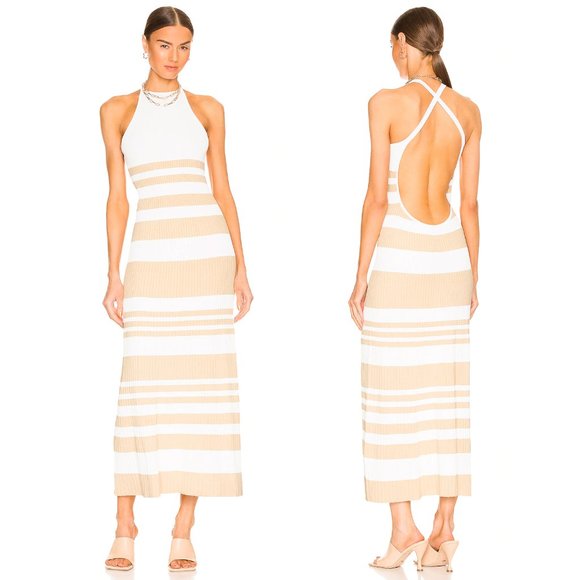 Significant Other Dresses & Skirts - Significant Other Sage Maxi Dress Almond White Cream Stripe 2 XS Small Midi Tank